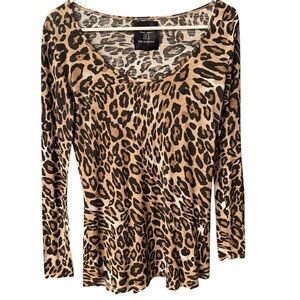 Zara Leopard Print Long Sleeve Tee